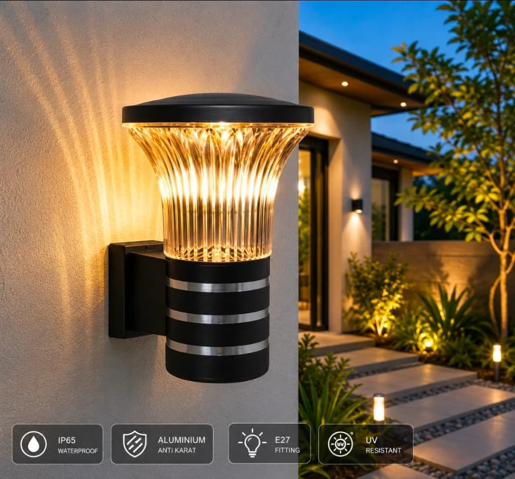 Lampu Dinding Outdoor Modern Minimalis WL-4005-BK-E27
