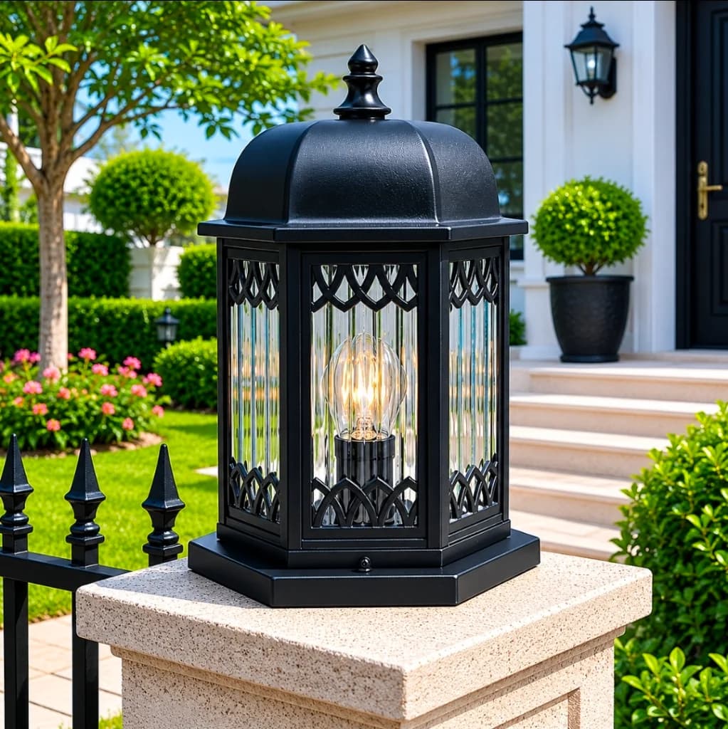 Lampu pilar outdoor modern klasik 1505-S BLK