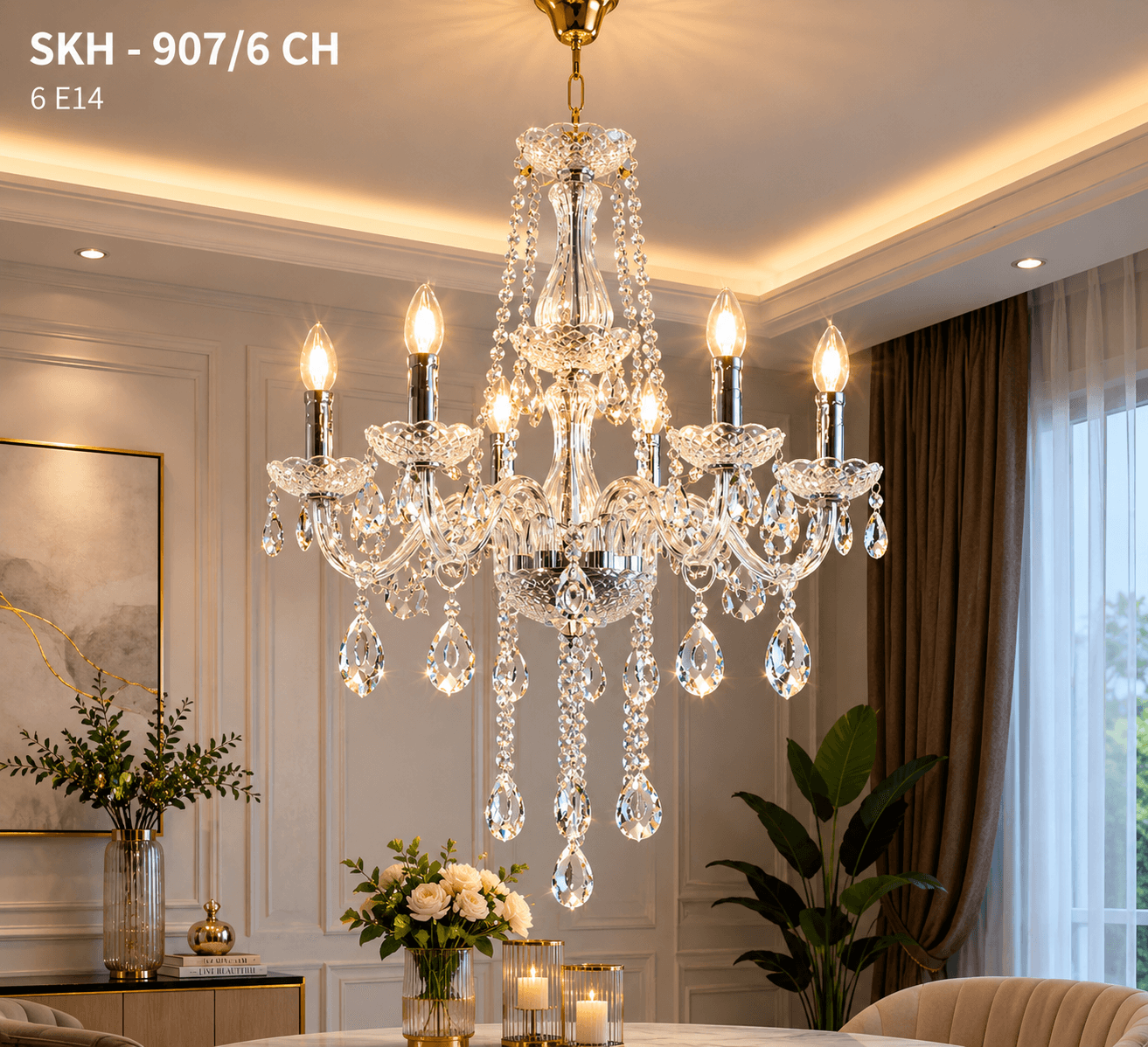 Lampu Gantung Kristal SKH-907/6 CH