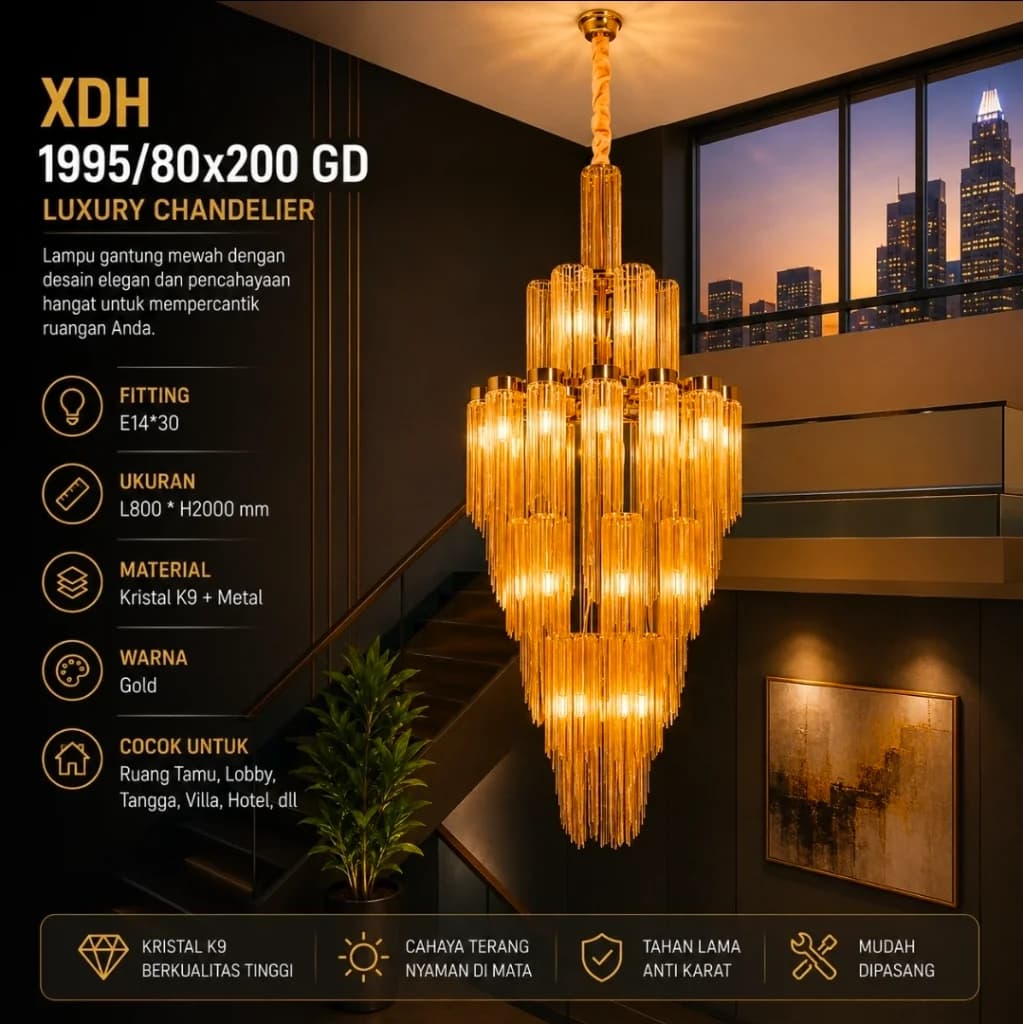 Lampu gantung kristal premium 1995/80x200