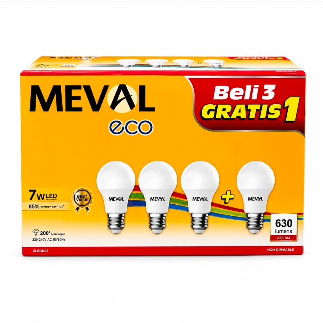 Lampu LED MEVAL ECO 7 Watt – Paket Hemat Beli 3 Gratis 1