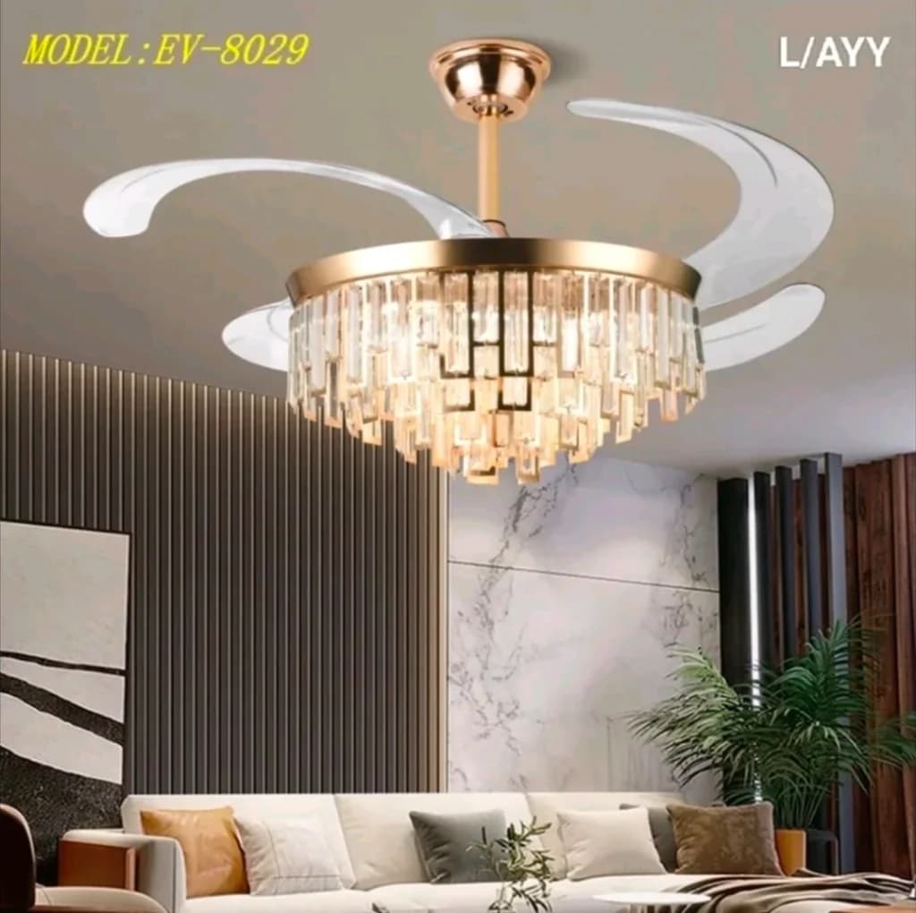 Lampu gantung kipas kristal EV-8029