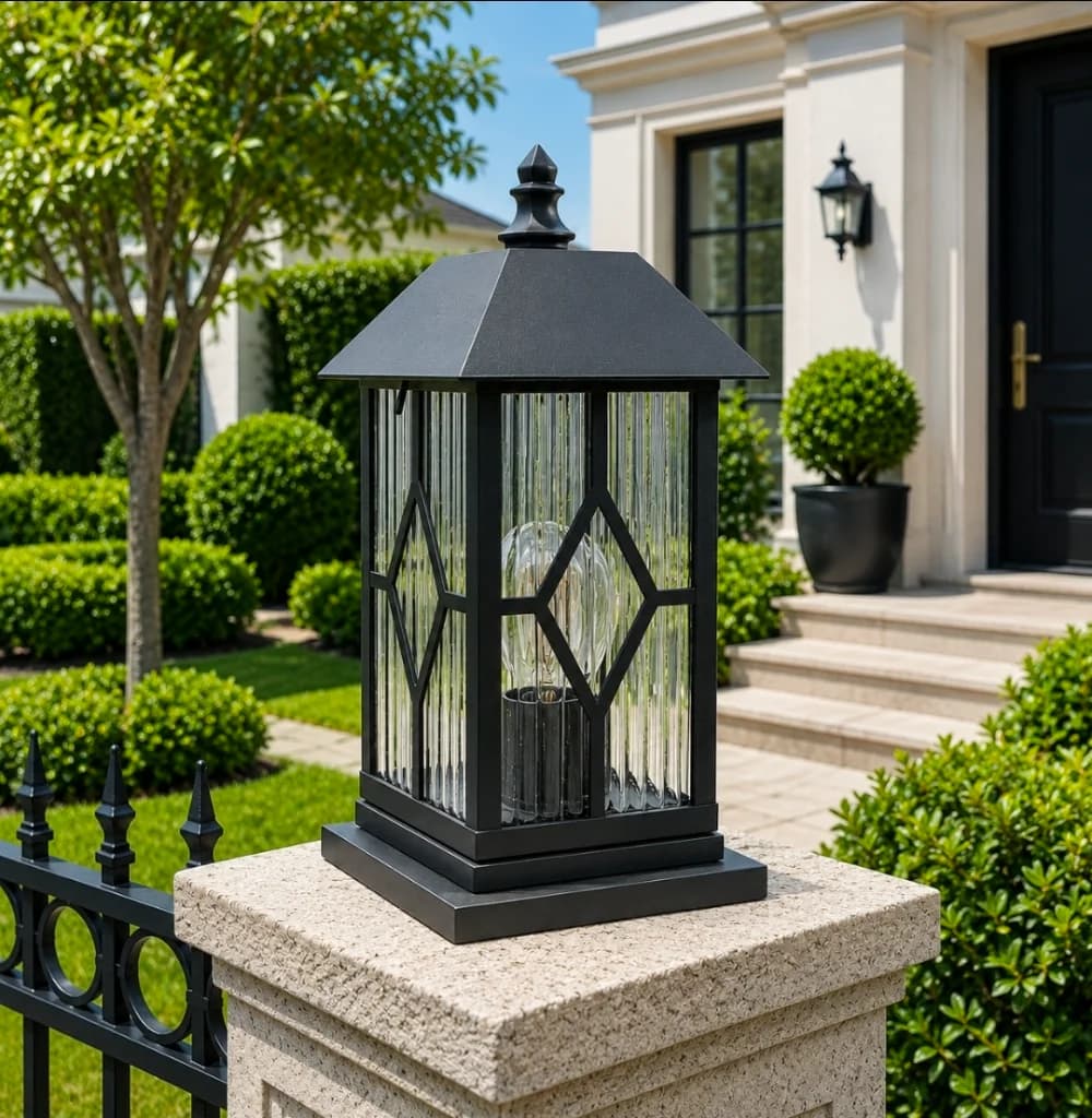 Lampu pilar outdoor modern 1501-S BLK